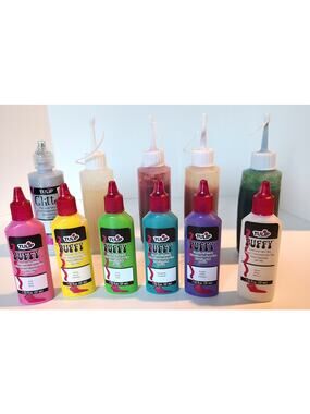 Tulip Fabric Paint Lot Puff Puffy Dimensional 11 Bottles 6 Colors 5 Glitter